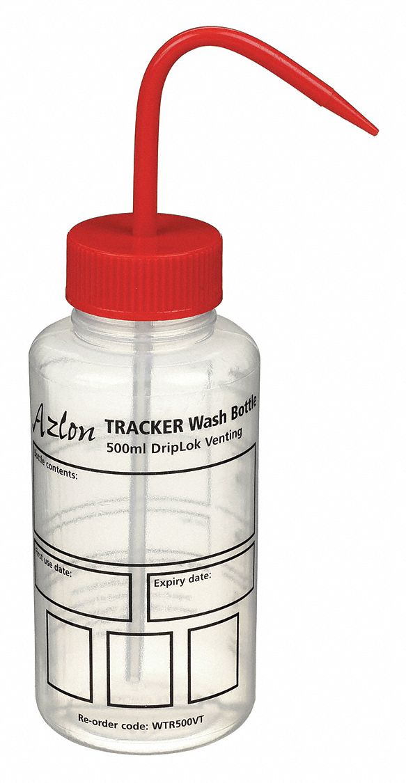 Wash Bottle: 16.9 fl oz Capacity - oz, 500 mL Capacity - mL, No Imprinting or Write On, Write-On