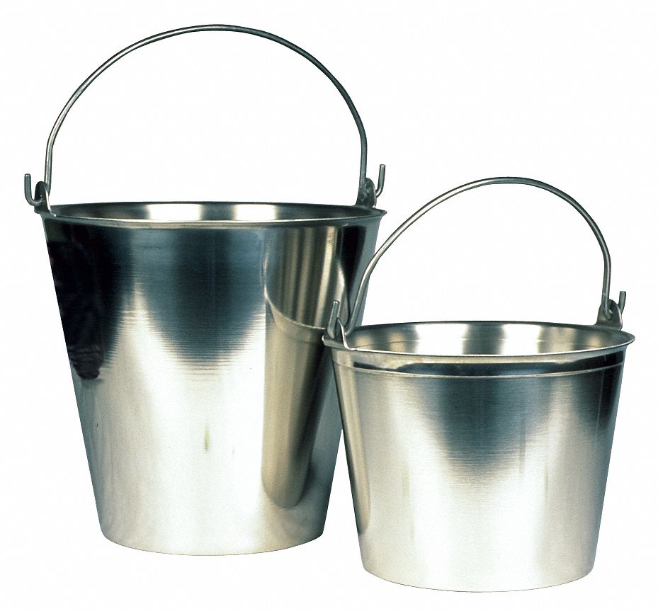 Pail: 4 gal, 13 in, 11 3/4 in Overall Ht, Silver