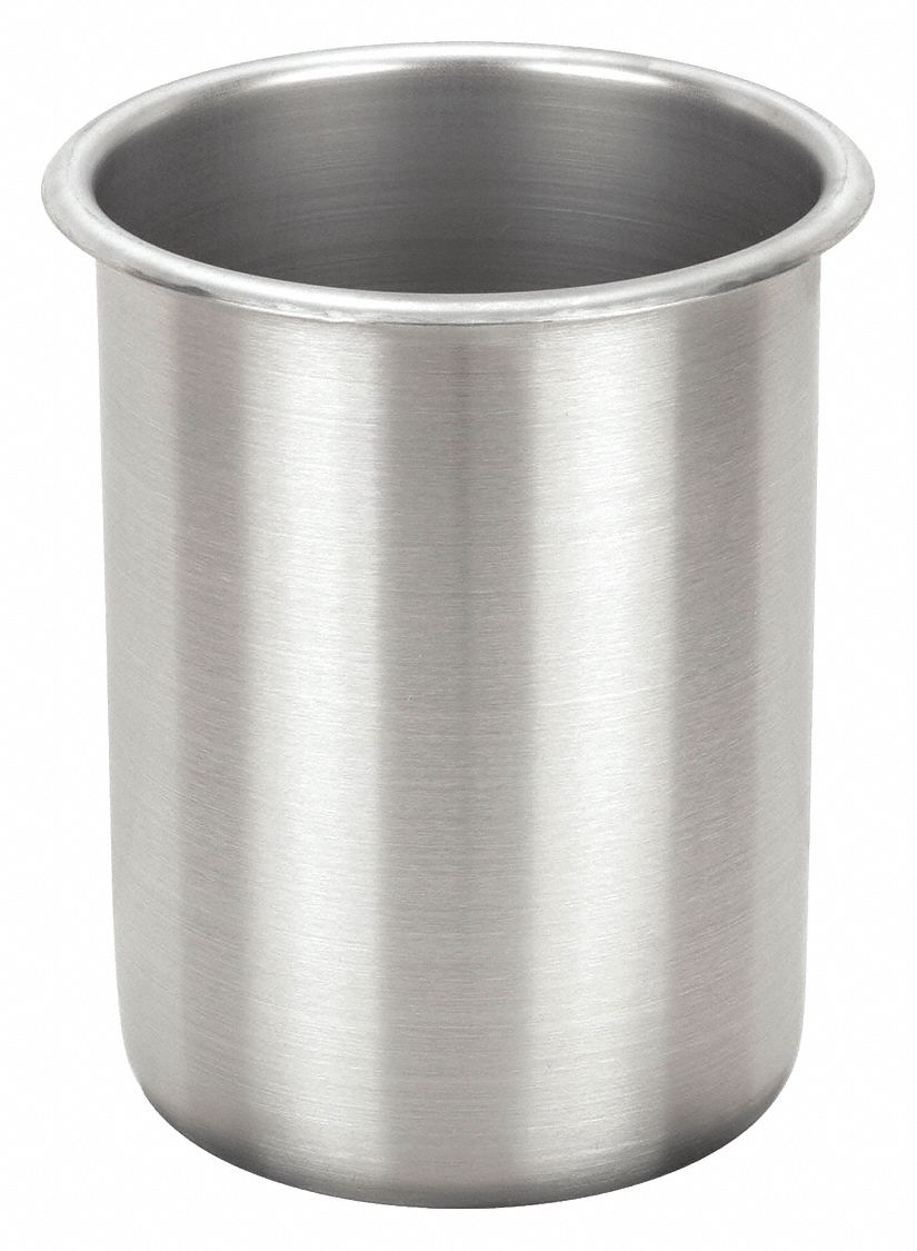 Beaker: 2 qt Capacity - oz, 6 3/4 in Overall Ht, Stainless Steel, Silver, Autoclavable, Beaker