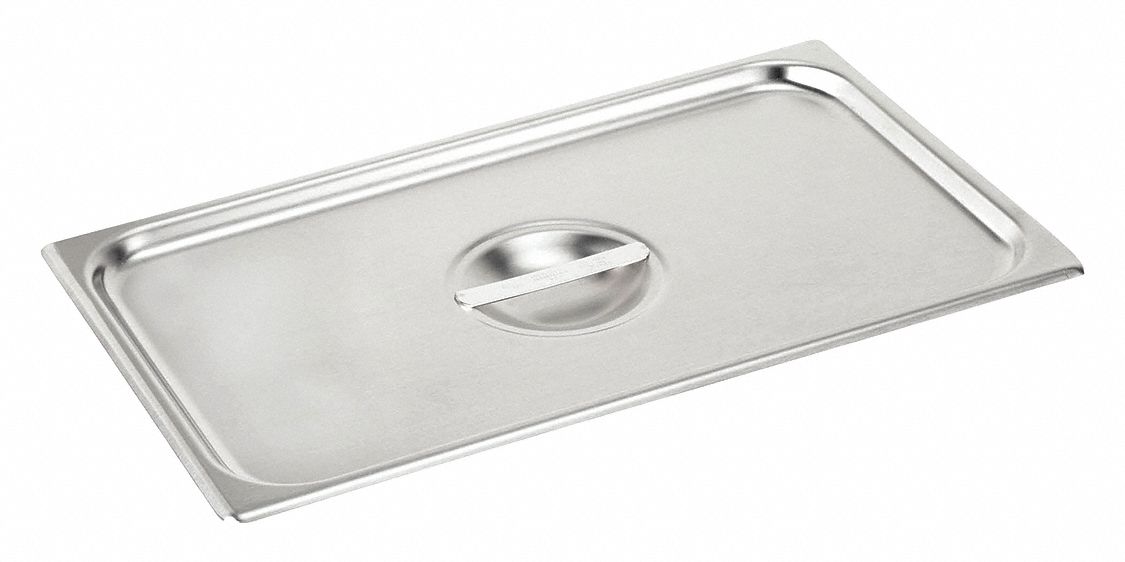 Flat Cover: Stainless Steel, 1 1/8 in Overall Ht, Rectangular, 10 in Overall Wd, Sterile