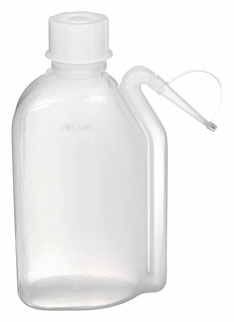 Wash Bottle: 16.9 fl oz Capacity - oz, 500 mL Capacity - mL, No Imprinting or Write On, Nonvented