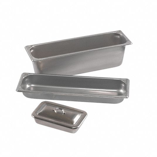 Sterilization Pan, Stainless Steel, 2 1/2 in Height, 6 3/8 in Width, 20