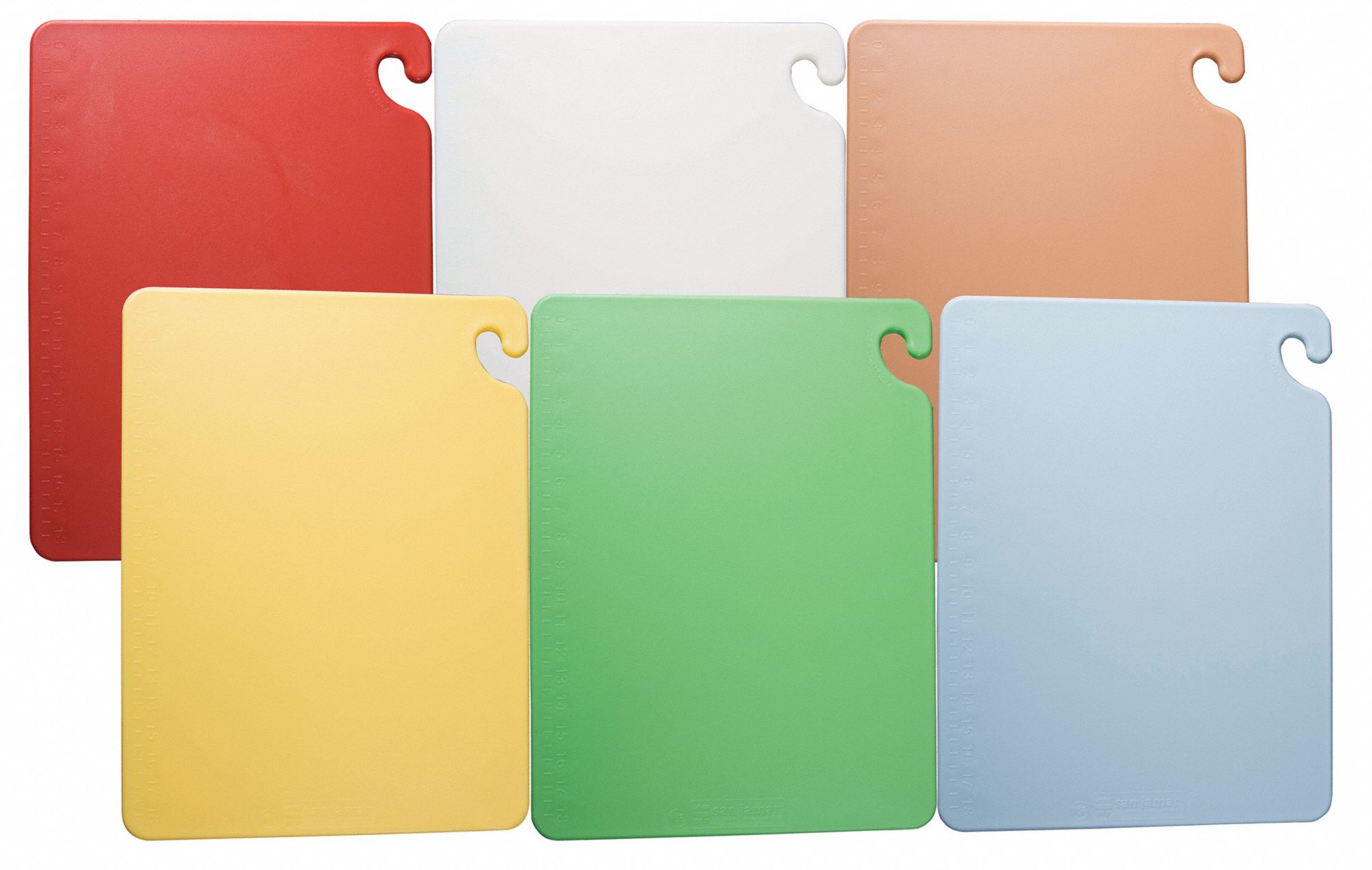 SAN JAMAR Cutting Board Set, CoPolymer, Blue, Brown, Green, Red, White
