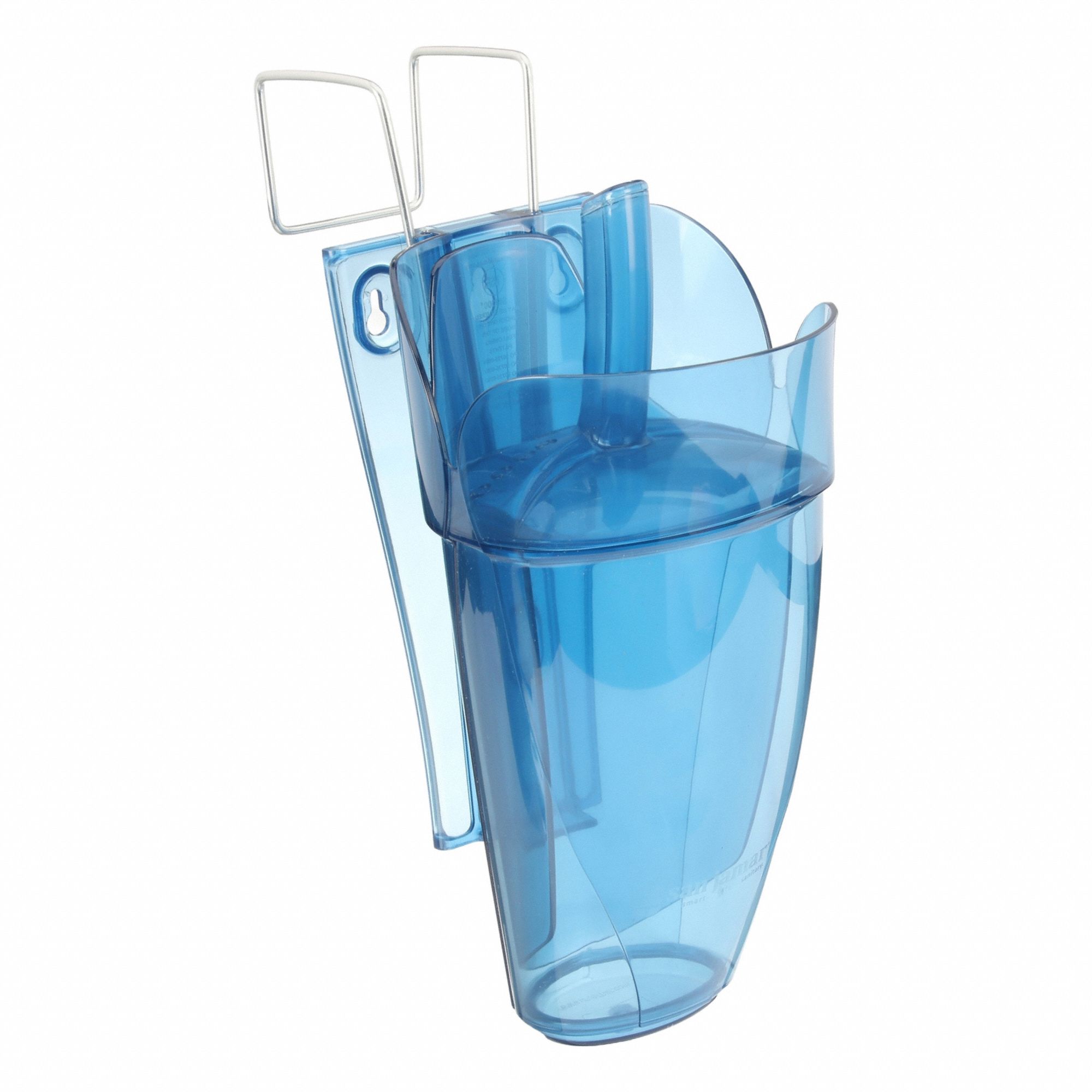 Ice Scoop and Holder: Blue, Polycarbonate, 8 3/8 in Wd, Dishwasher Safe, NSF