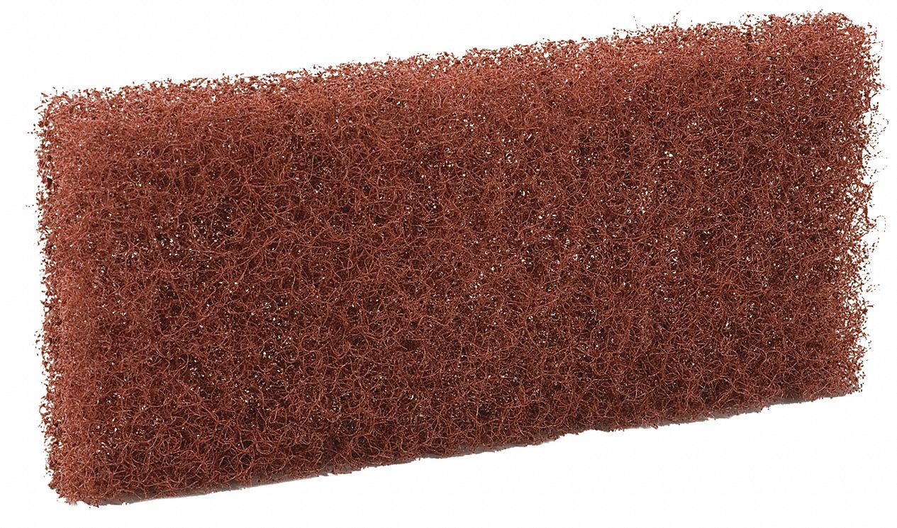 Cleaning Pad: 10 in Lg, 4 1/2 in Wd, Polyester Fibers, Brown, 10 PK