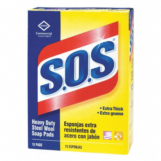 S.O.S Box of Steel Wool Pads, 4 Grit, 1 EA - 3LFV7|88320 ...