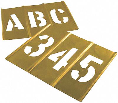 Stencil Set: 0 to 9/Ampersand (&)/A to Z/Dash (-)/Dollar Sign ($)/Period (.), Brass
