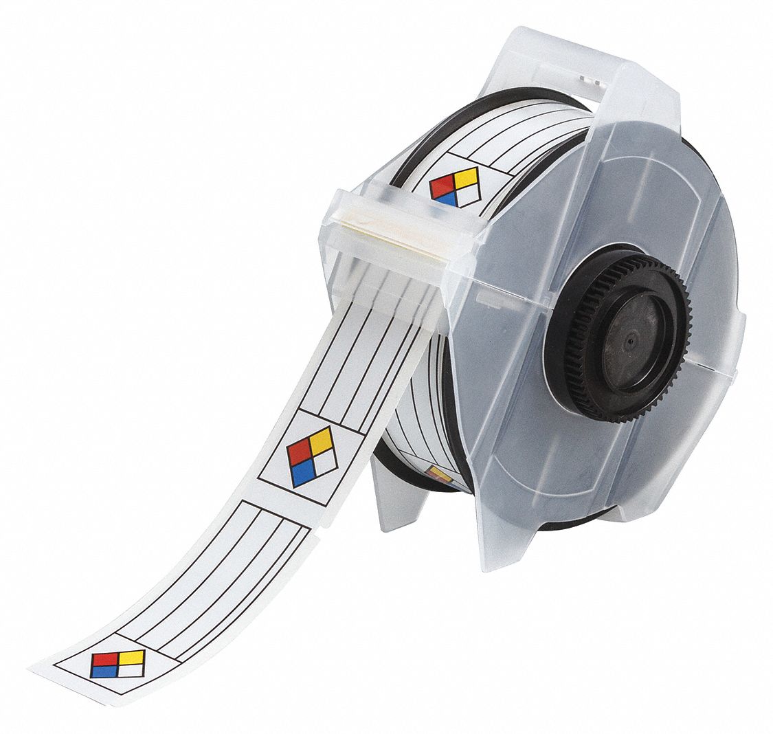 PRECUT LABEL ROLL, NFPA DIAMOND, 1 1/8 IN X 3 IN, VINYL, WHITE, OUTDOOR, 300 LABELS