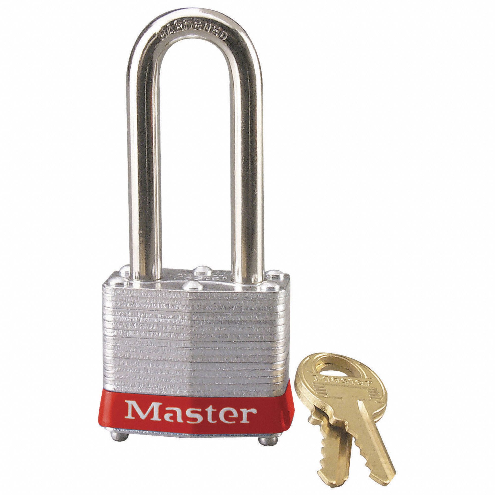 LOCKOUT PADLOCK, KEYED DIFFERENT, STEEL, STANDARD BODY, EXTENDED, RED