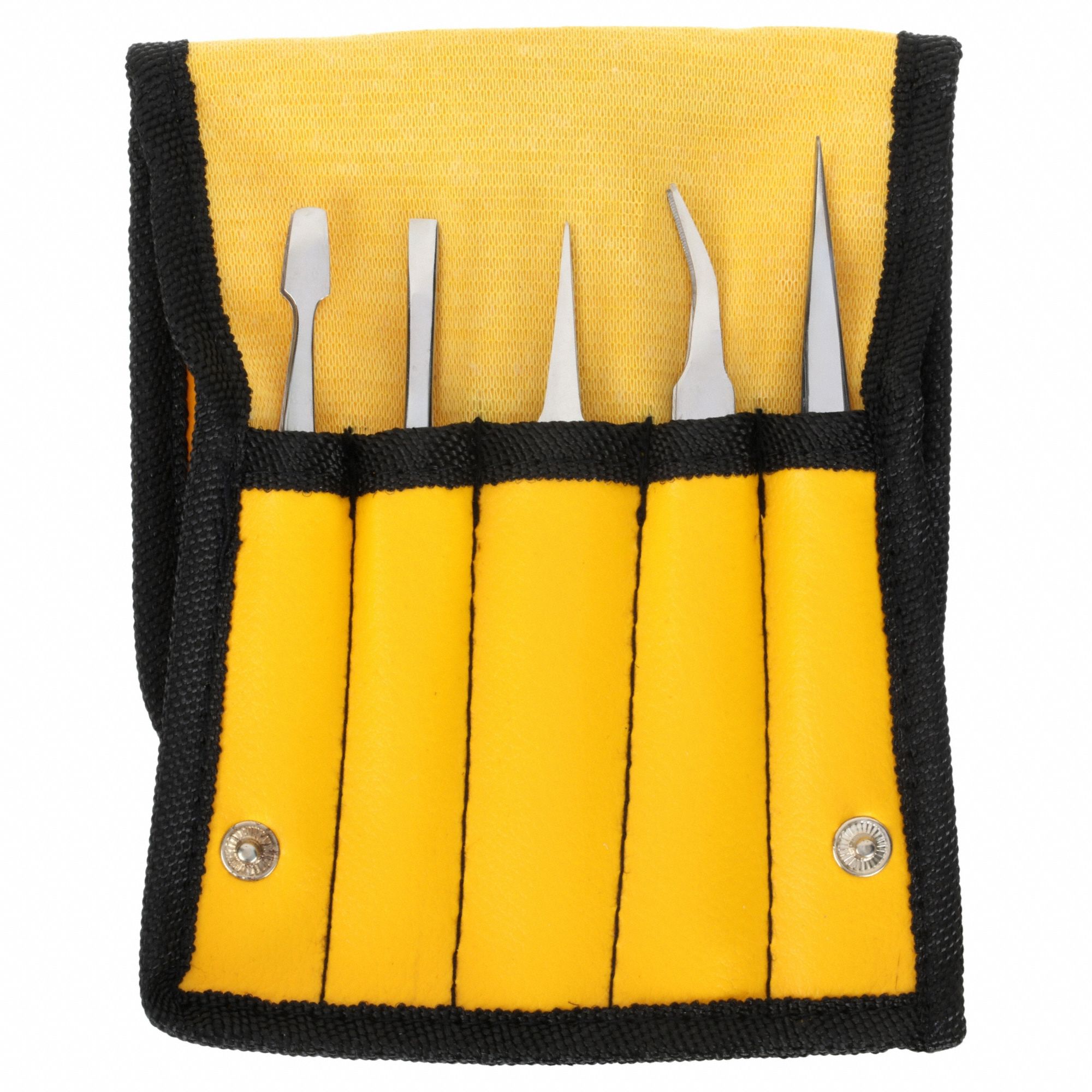 Tweezer Set: Stainless Steel, Flat/Point, Curved/Straight Tip