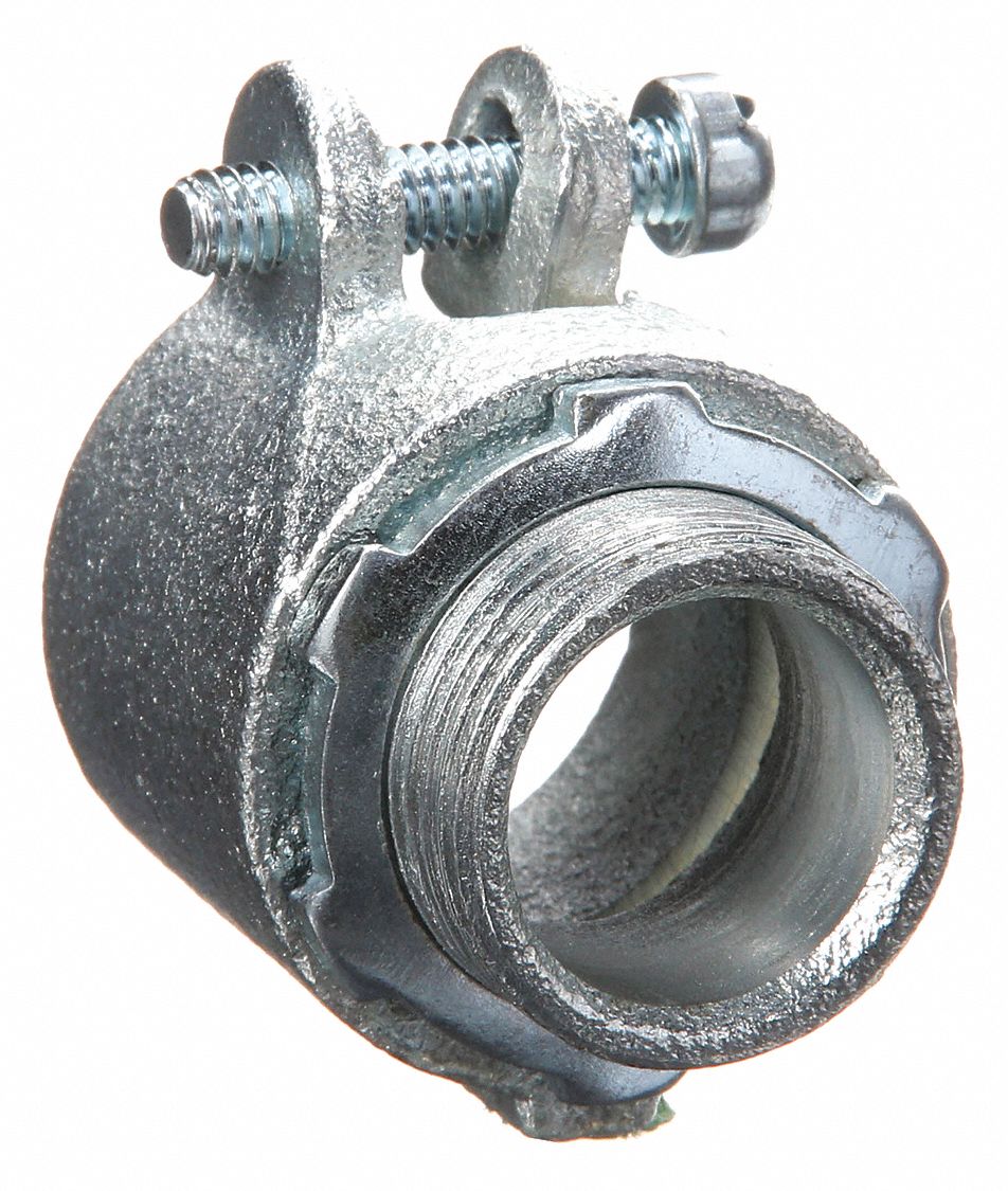 STRAIGHT CONNECTOR - SQUEEZE CLAMP STYLE, IRON, ¾ IN TRADE SIZE, ¾ IN MNPT, NON INSULATED