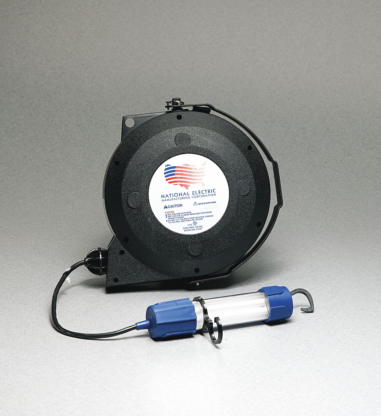 Extension Cord Reel with Hand Lamp, Fluorescent Lamp, 13 Lamp Watts, 120V AC Grainger
