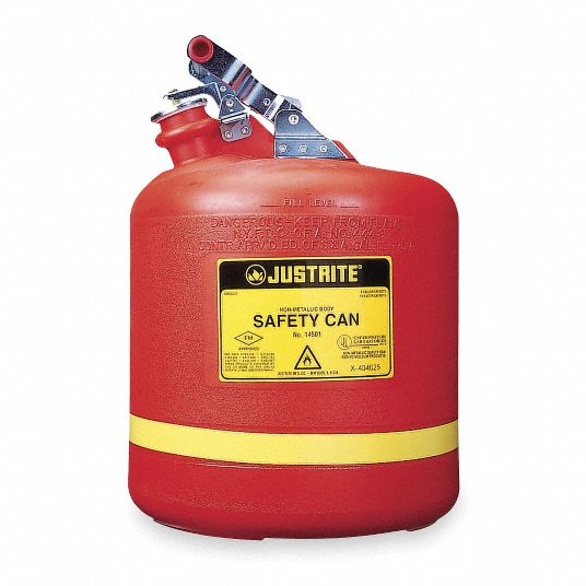 JUSTRITE, For Use With Flammables, 5 gal Capacity, Type I Safety Can ...