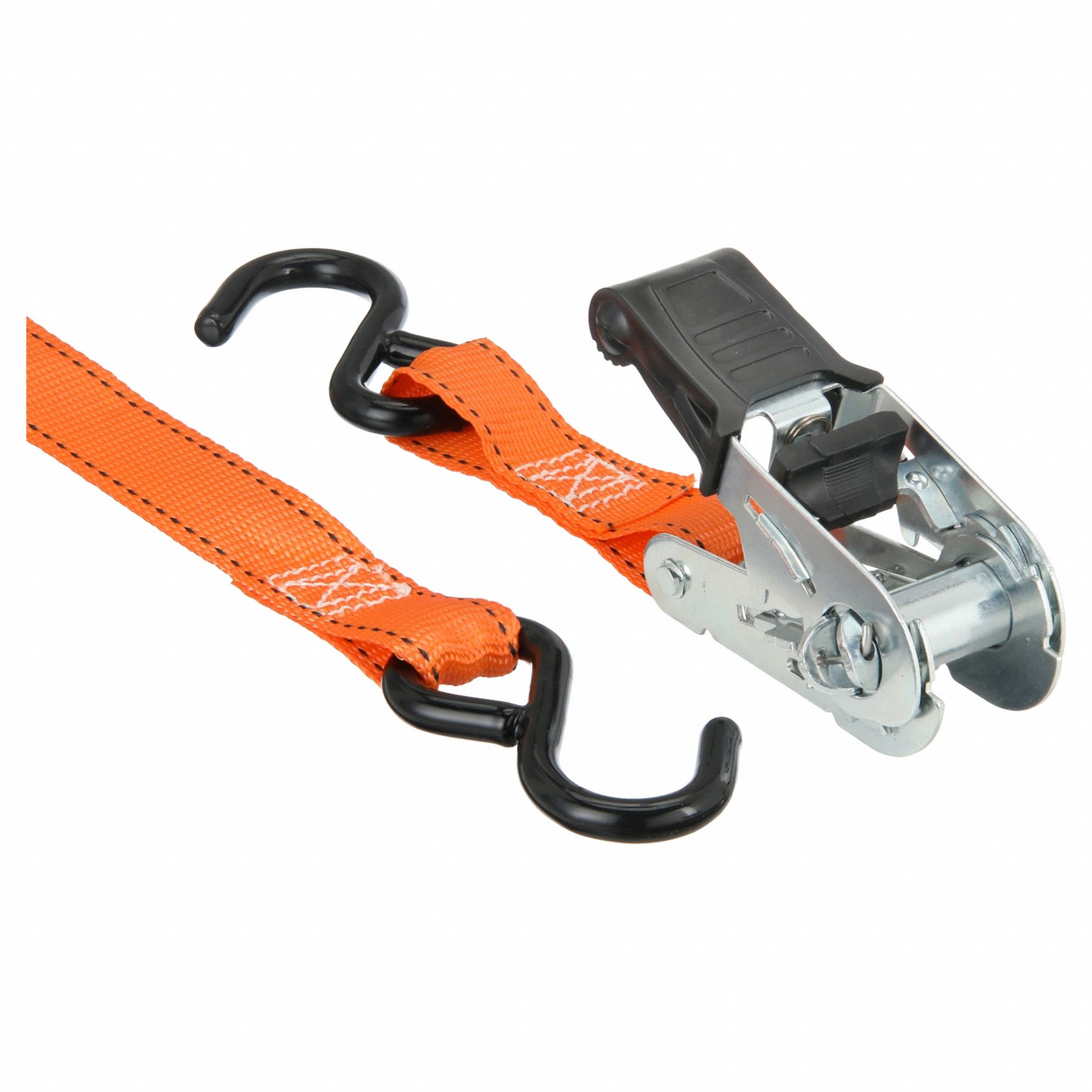 TIE DOWN STRAP, RATCHET, S-HOOK, GEN PURPOSE, 1 IN W, 400 LB WLL, ORANGE, 14 FT L, 4 PK