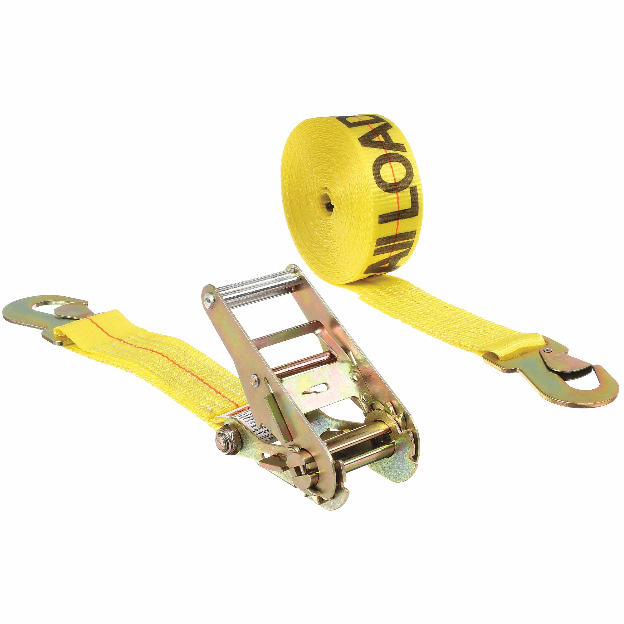 TIE DOWN STRAP, RATCHET, SNAP-HOOK, GEN PURPOSE, 2 IN W, 1,600 LB WLL, YELLOW, 27 FT L