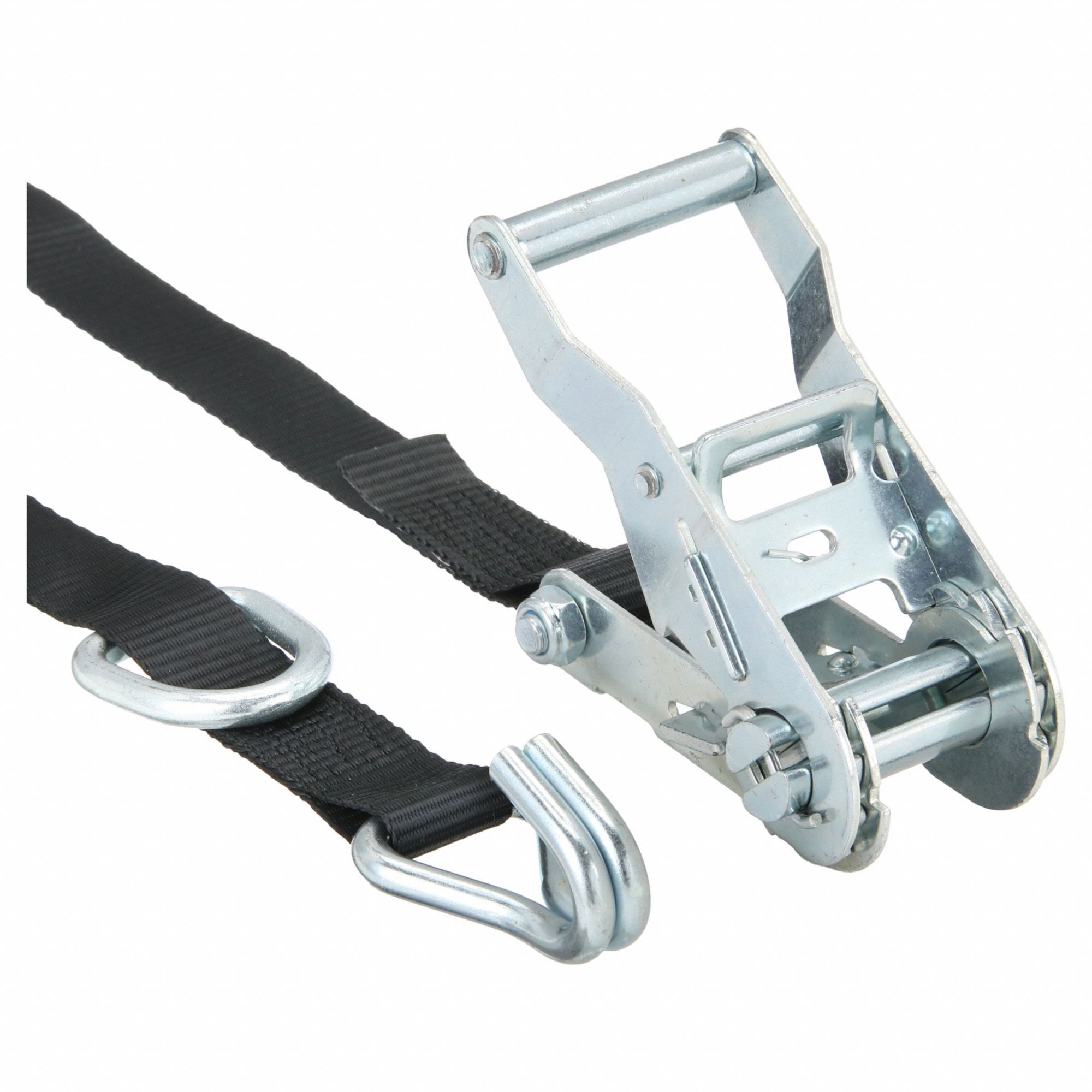 Tie Down Strap: Ratchet, Gen Purpose, 1 in Wd, 700 lb WLL, Black, 10 ft Lg