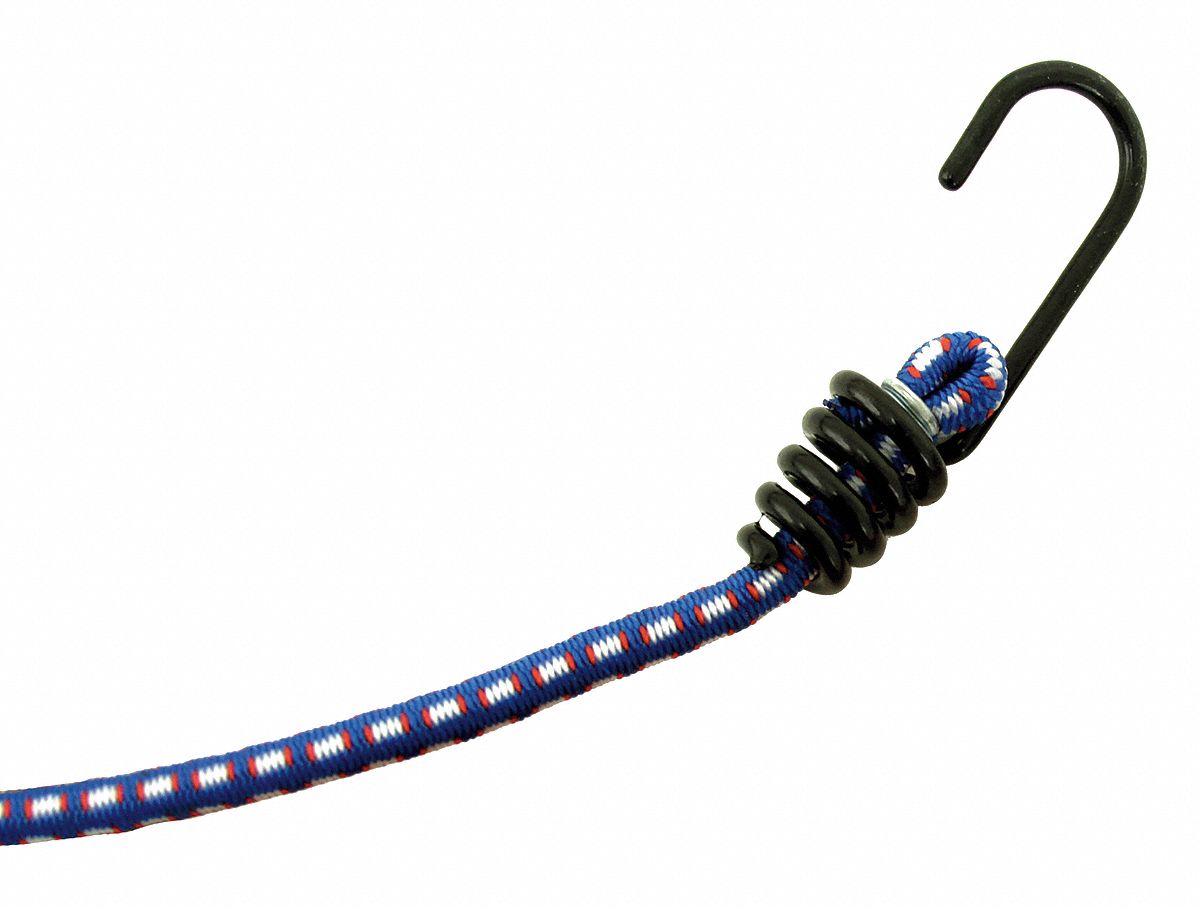 GRAINGER APPROVED Blue Polypropylene Bungee Cord with J-Hooks, Bungee ...