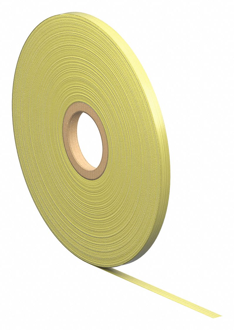 PLASTIC STRAPPING, 1,000 FT OVERALL L, YELLOW, 13 IN CORE DIA, 9/16 IN STRAPPING WD