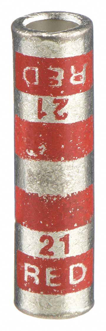 Open Barrel Splice: 8 AWG Wire Size, Red Code, 1 in, Copper Barrel, 21 Die
