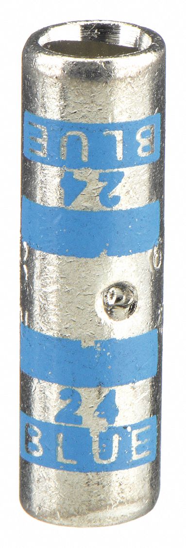 Open Barrel Splice: 6 AWG Wire Size, Blue Code, 1 in, Copper Barrel, 24 Die