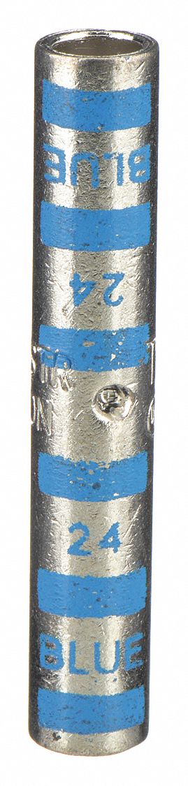 Open Barrel Splice: 6 AWG Wire Size, Blue Code, 1.75 in, Copper Barrel, 24 Die
