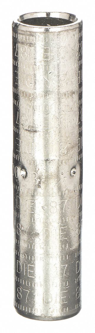 Open Barrel Splice: 500 kcmil Wire Size, Brown Code, 4.75 in, Copper Barrel, 87 Die