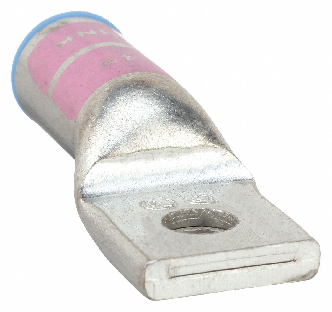 ONE-HOLE LUG COMPRESSION CONNECTOR, 2 AWG MAX WIRE SIZE, ¼ IN STUD SIZE