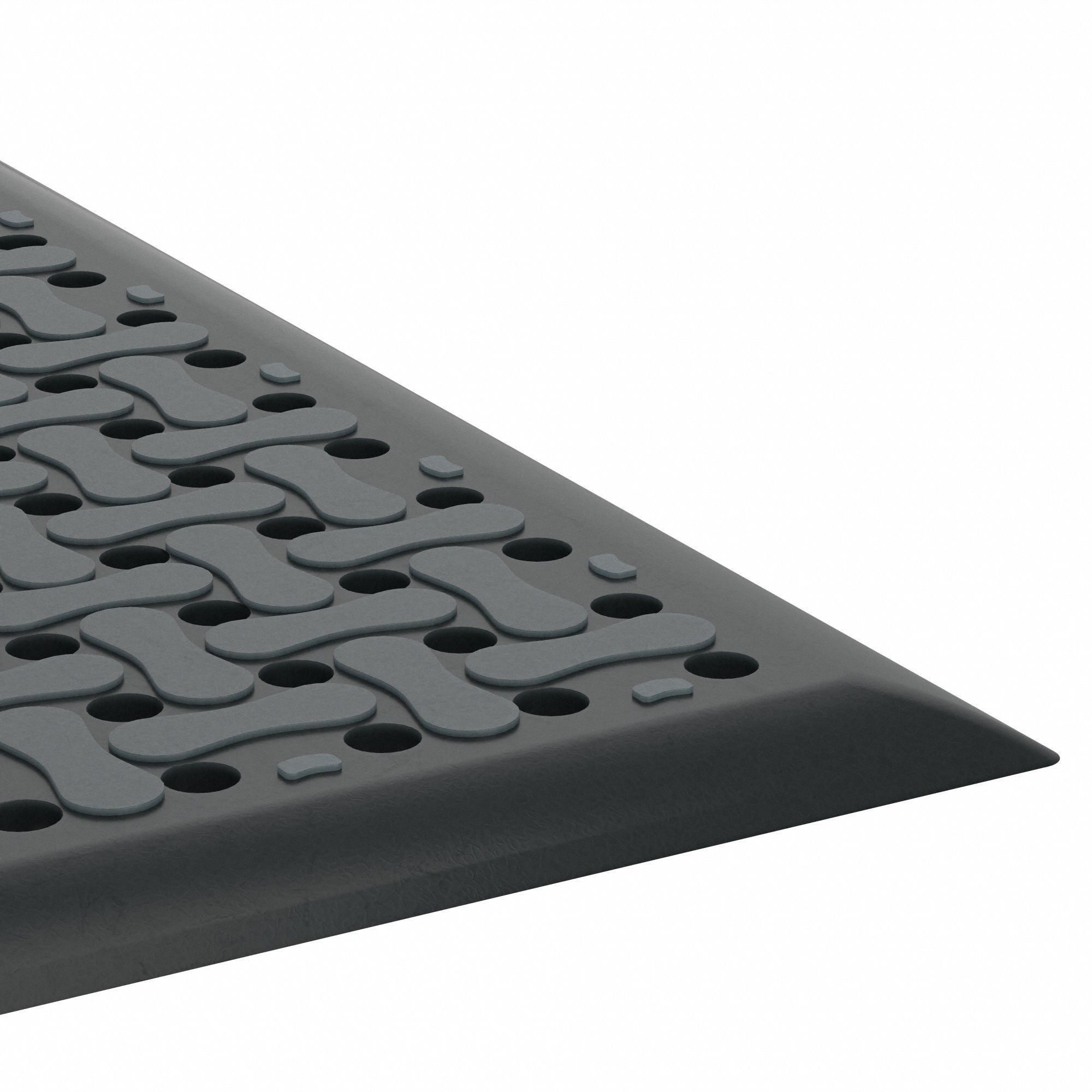 STATIC DISSIPATIVE FLOOR MAT, 3 X 5 FT, RAISED BONES, RUBBER, BLACK, DRAINAGE