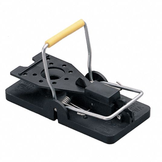 Pest Tek Black Plastic Mouse Trap - Interlocking Teeth, Open Top, Reusable  - 4 1/2 x 2