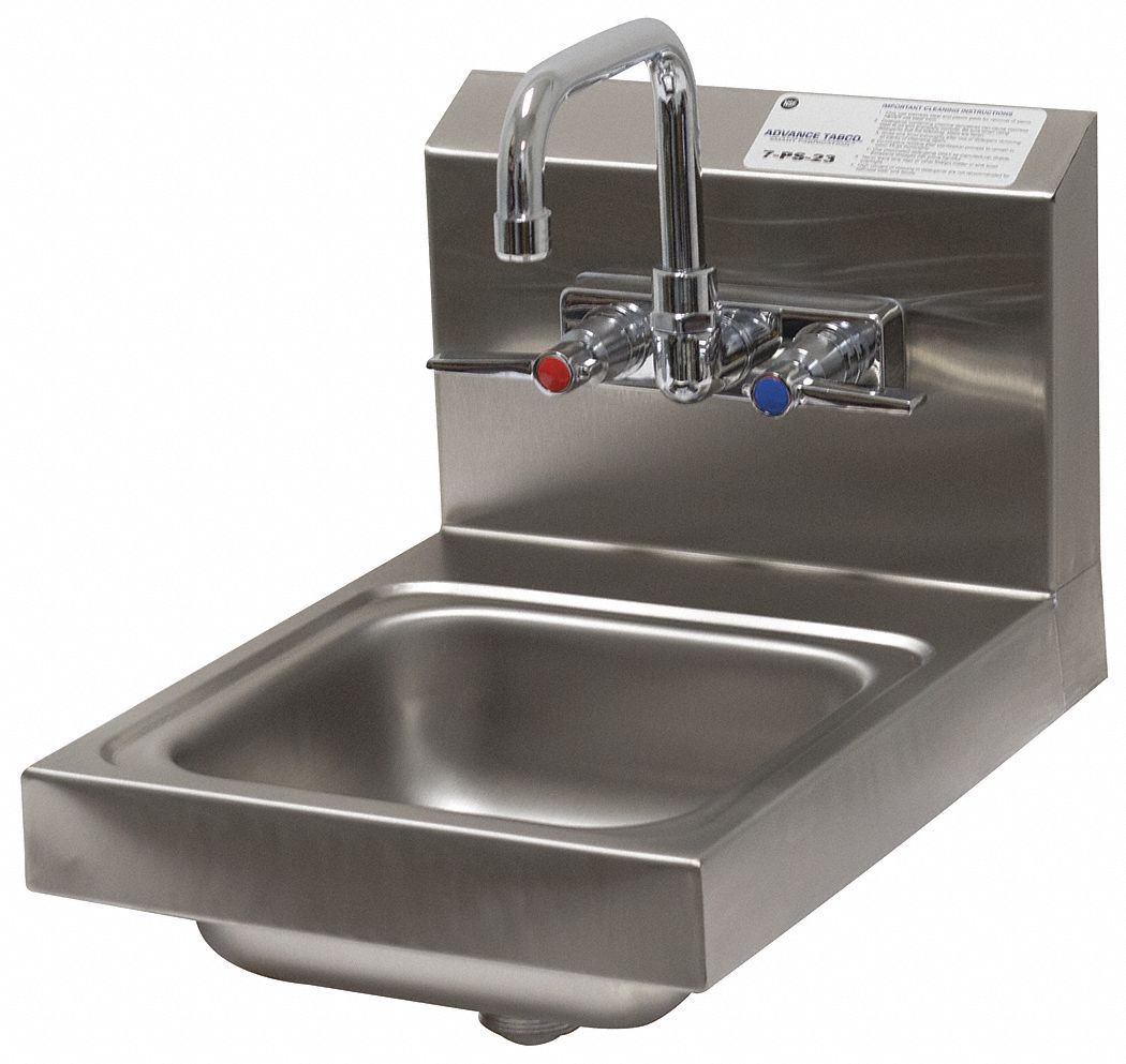 HAND SINK: ADVANCE TABCO, 1 GPM, SPLASH, 9 X 9 IN BOWL SIZE, 5 IN BOWL DP, 20 GA, BRASS