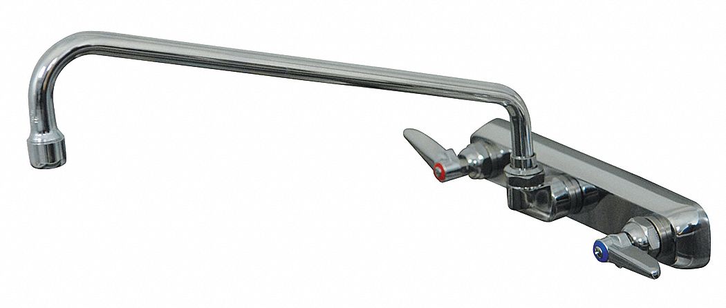 STRAIGHT KITCHEN FAUCET: T AND S, HEAVY DUTY, CHROME FINISH, 2 GPM FLOW RATE