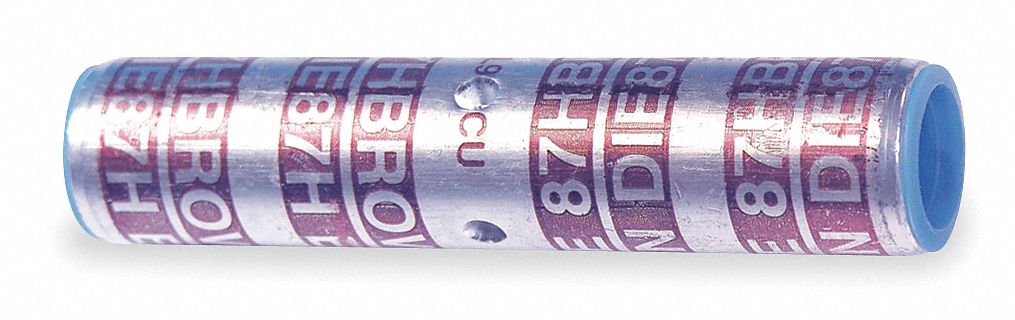 Open Barrel Splices: 350 kcmil Wire Size, Brown Code, 4.97 in, Copper Barrel, 87 Die