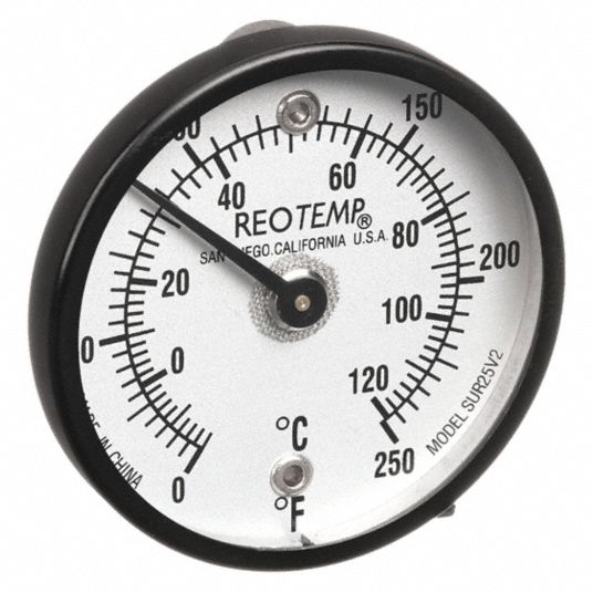 Reotemp Sur25v2 Bimetal Thermom,2 in Dial,0 to 250F