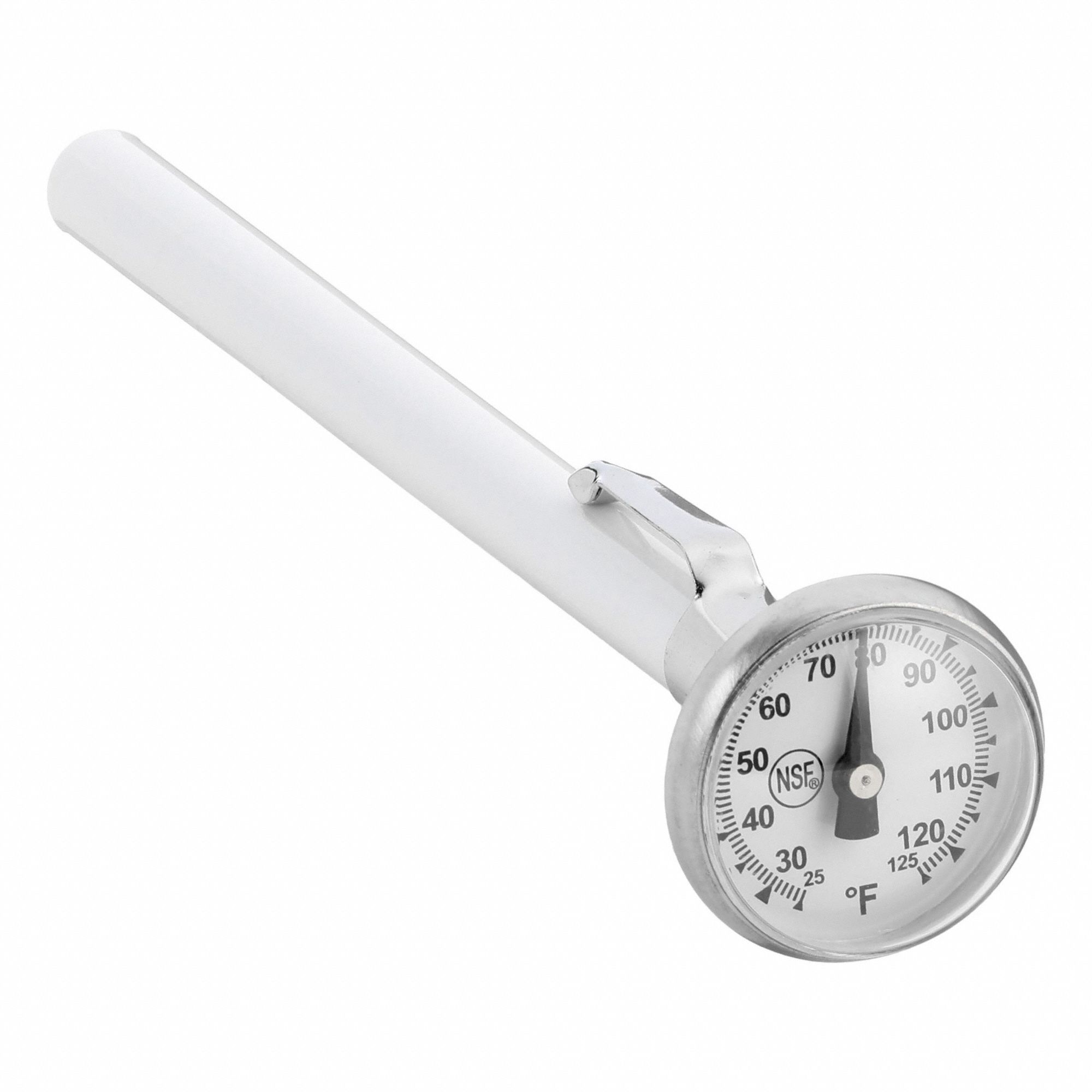 Dial Pocket Thermometer: 25°F to 125°F, +/- 1% Accuracy, 5 in Stem Lg, Fahrenheit