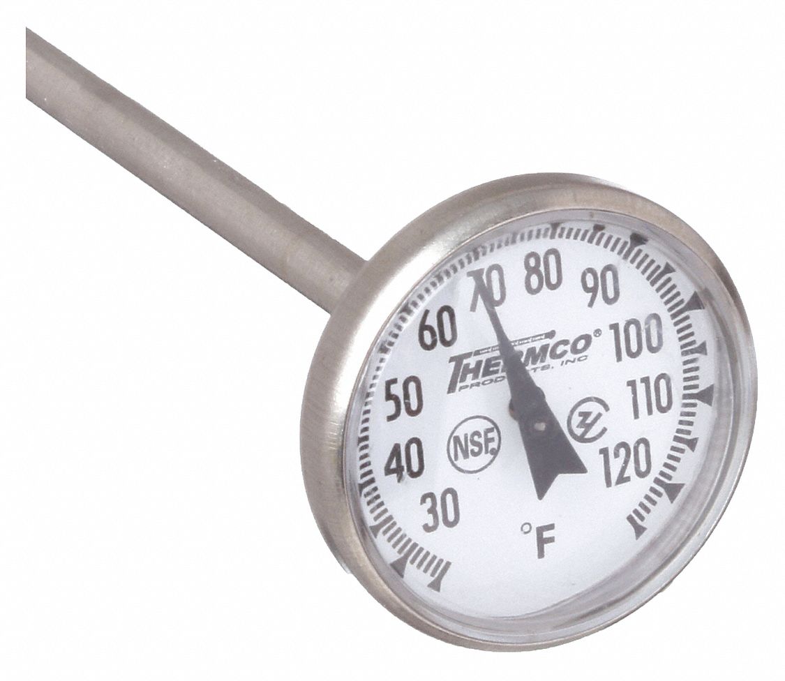 1 in Dial Dia, 5 in Stem Lg, Dial Pocket Thermometer 3LPJ4YP125FNSF