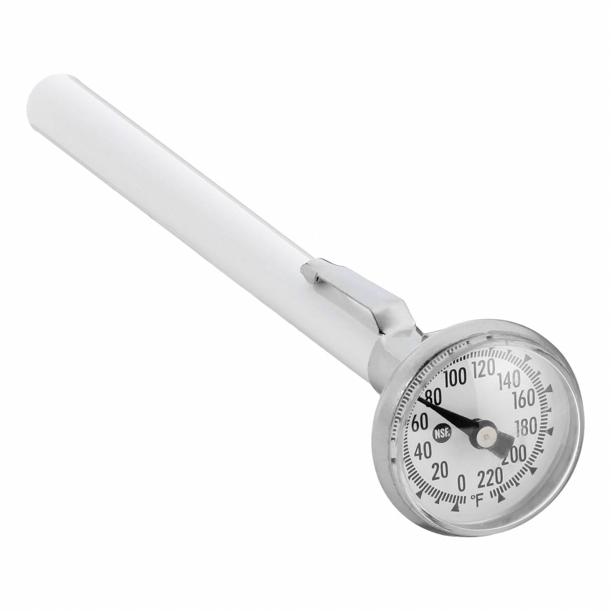 Dial Pocket Thermometer: 0°F to 220°F, +/- 1% Accuracy, 5 in Stem Lg, Fahrenheit