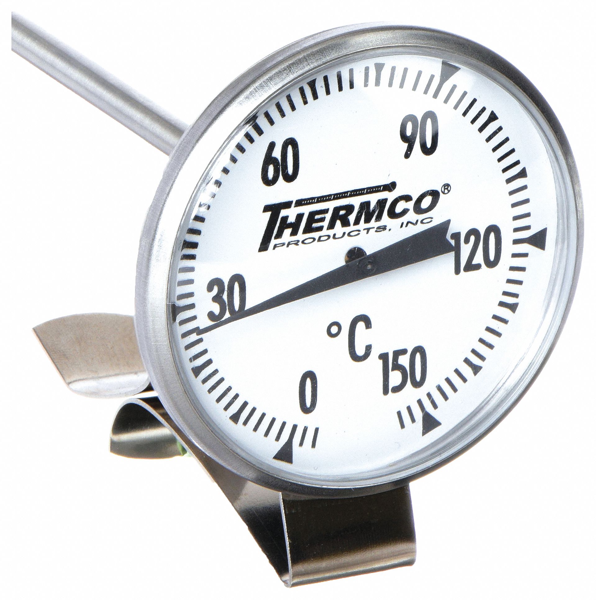 Dial Pocket Thermometer: 0°C to 150°C, +/- 1% Accuracy, 8 in Stem Lg, Celsius