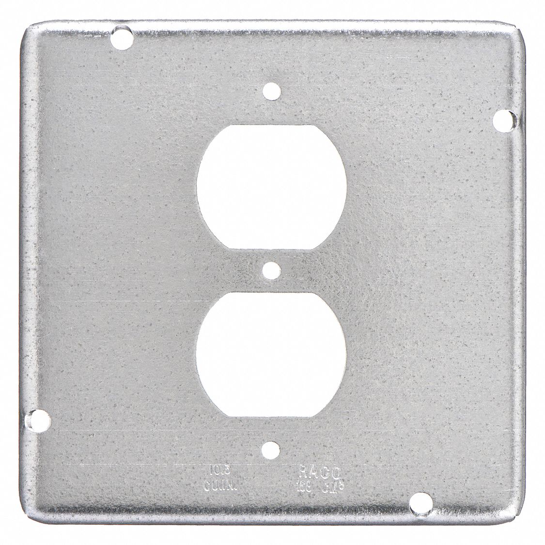 ELECTRICAL BOX COVER, 2 GANGS, GALVANIZED STEEL, 4¾ IN OVERALL W, ½ IN OVERALL DP