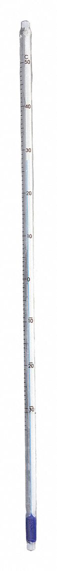 Liquid In Glass Thermometer: 200 mm Lg. x 50 mm Immersion, NIST, 0° to  300°F, Glass