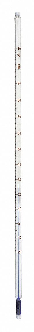 Liquid In Glass Thermometer: -20°C to 110°C, Full Immersion, 305 mm Immersion Dp, +/-2.0°C