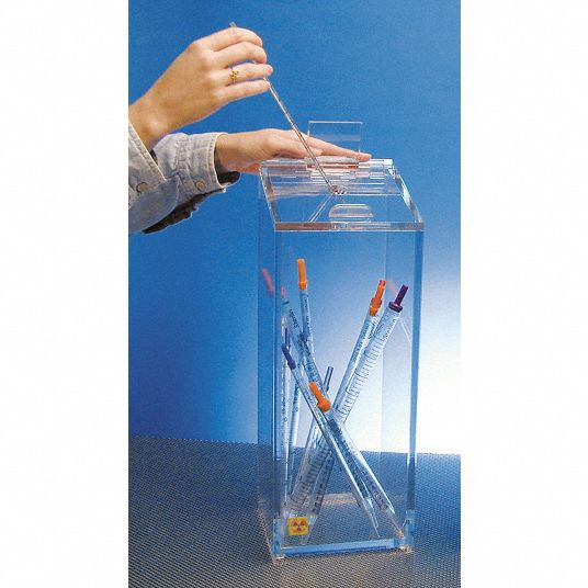 DYNALON Pipette Disposal Bin, Clear, Beta Protection, 16 in Height