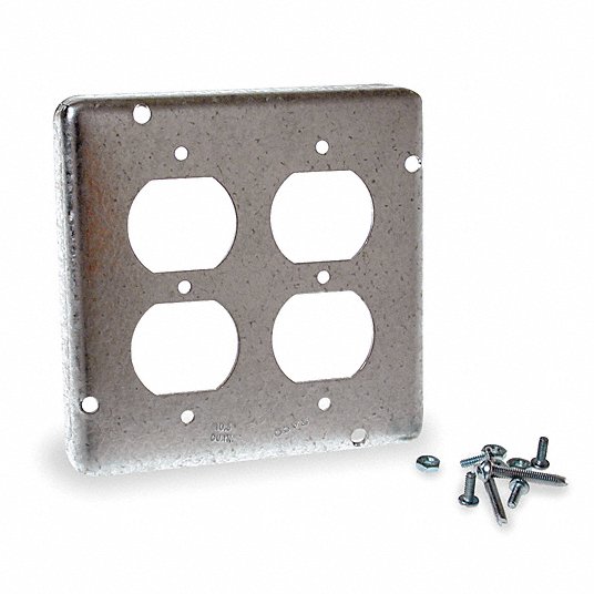 Raco  Square  Steel  Electrical Cover  For 2 Duplex Receptacles Gray 