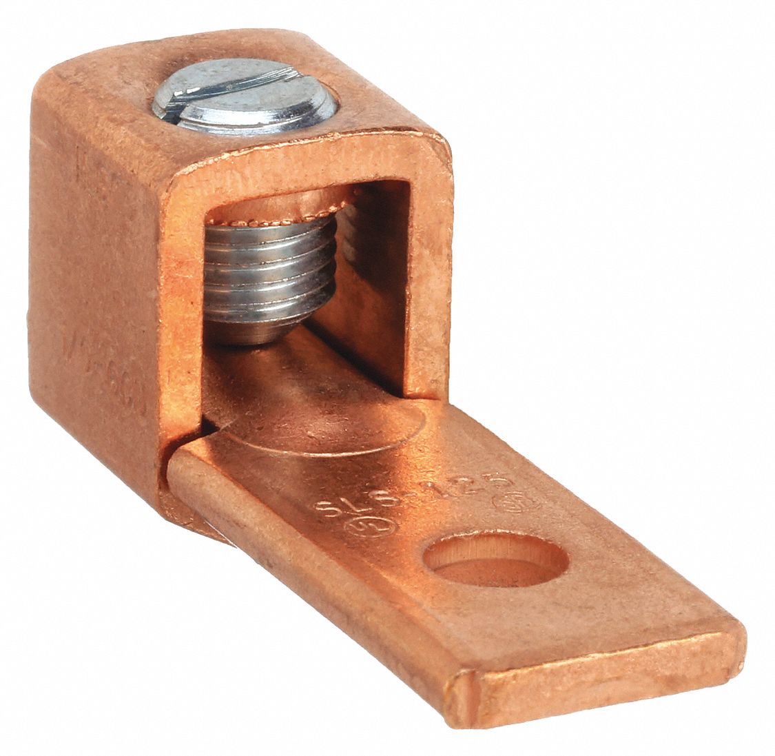 Wire Connector: 2 AWG – 1/0 AWG Wire Sizes, 17/64 in Stud Size, Unplated Copper Lug Body