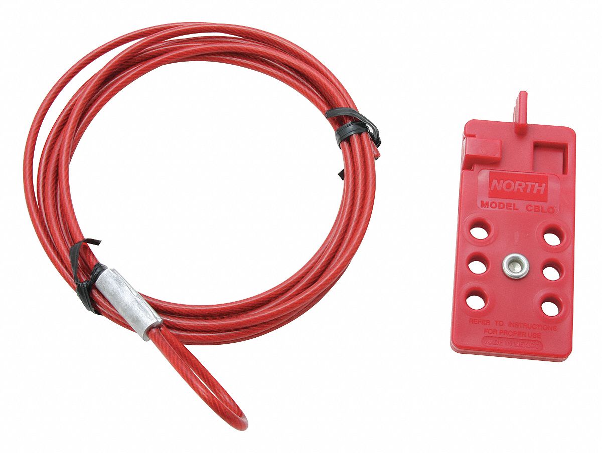 Cable Lockout, PVC, 10 ft, Hasp Cable Lockout Style Grainger