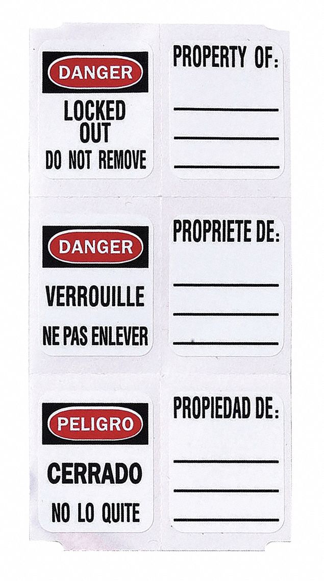 WRITE ON PADLOCK LABEL, LOCKOUT LABELS, 49 PK