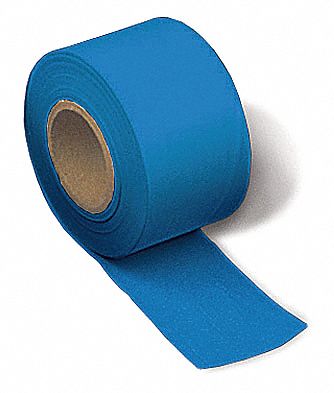 Flagging Tape: Blue, No Legend, No Pattern, 300 ft Lg, 2 in Wd, Vinyl