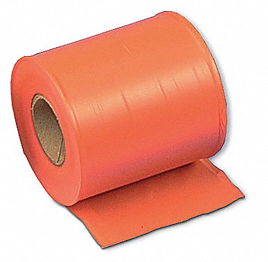 Flagging Tape: Orange, No Legend, No Pattern, 300 ft Lg, 4 in Wd, Vinyl
