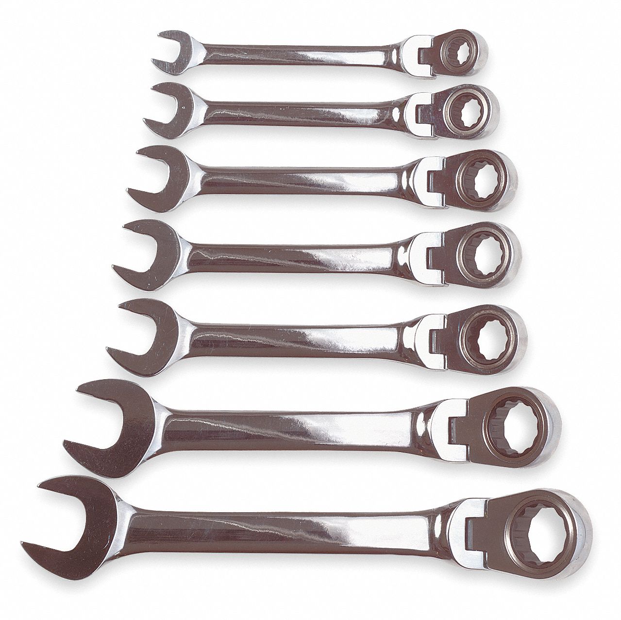 Ratcheting Wrench Set, Alloy Steel, Full Polish Chrome Grainger