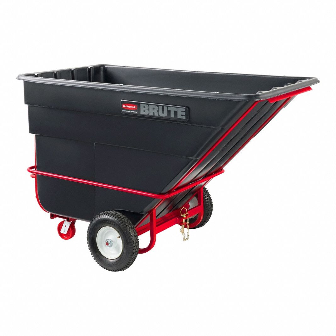 Towable Plastic Tilt Truck: 40.5 cu ft Cubic Foot Capacity, Black