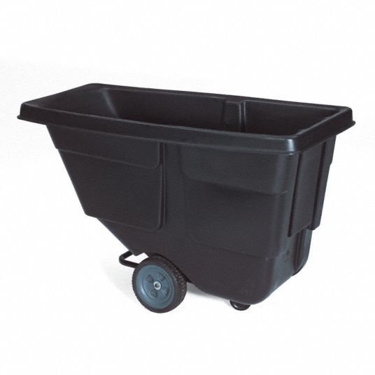 RUBBERMAID COMMERCIAL PRODUCTS Black, Forkliftable Plastic Tilt Truck ...